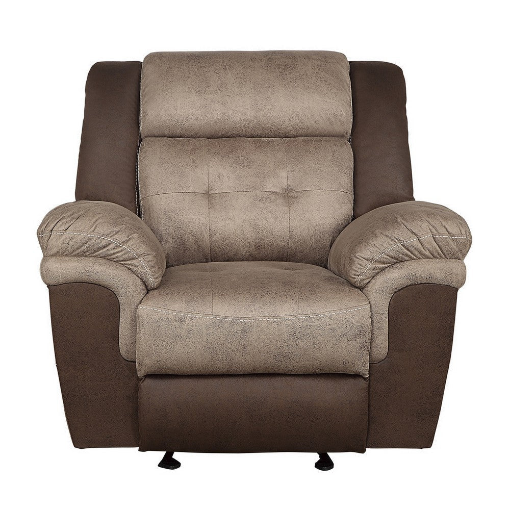 Joy 39 Inch Manual Glider Recliner Chair Brown Polished Microfiber Wood By Casagear Home BM316749