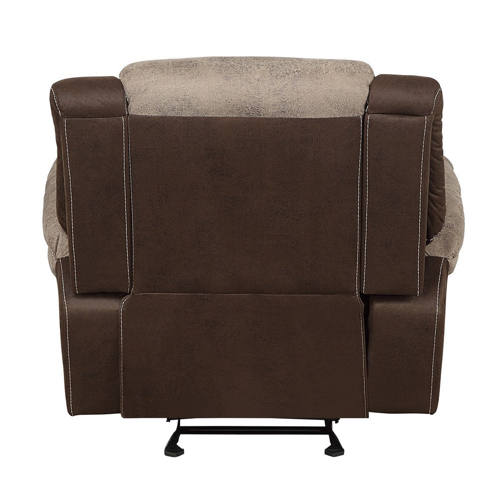 Joy 39 Inch Manual Glider Recliner Chair Brown Polished Microfiber Wood By Casagear Home BM316749