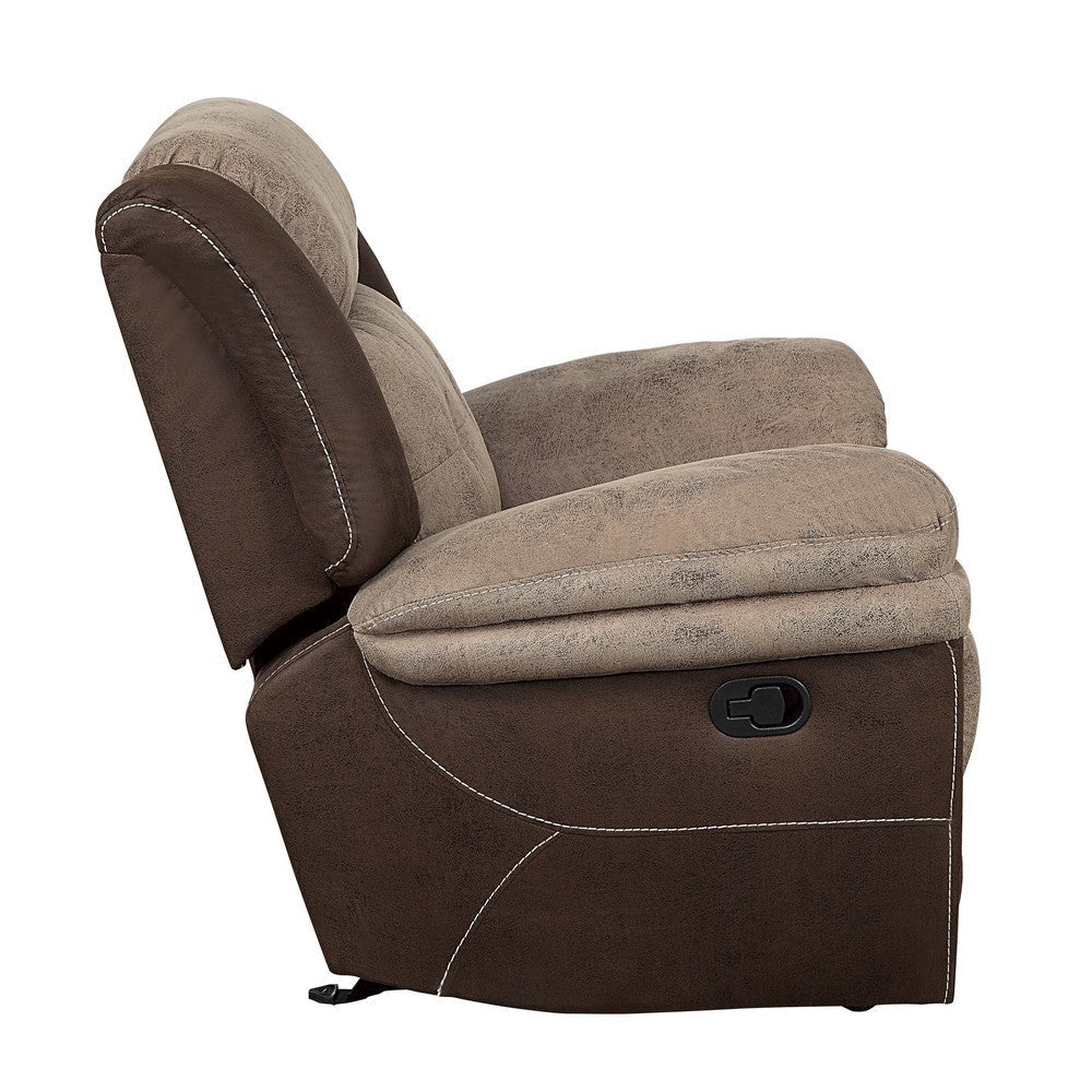 Joy 39 Inch Manual Glider Recliner Chair Brown Polished Microfiber Wood By Casagear Home BM316749