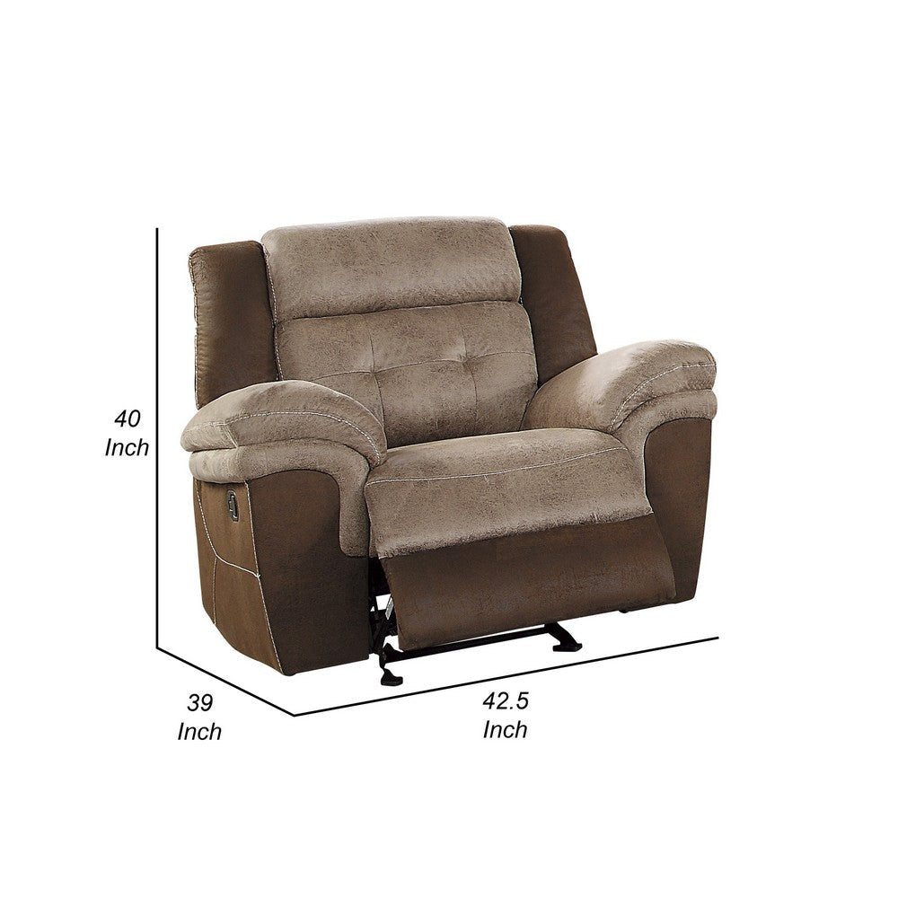 Joy 39 Inch Manual Glider Recliner Chair Brown Polished Microfiber Wood By Casagear Home BM316749