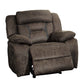 Mady 39 Inch Manual Glider Recliner Chair, Brown Microfiber, Solid Wood By Casagear Home