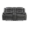 Mady 75 Inch Manual Recliner Loveseat Center Console Gray Microfiber By Casagear Home BM316752