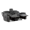 Mady 75 Inch Manual Recliner Loveseat Center Console Gray Microfiber By Casagear Home BM316752