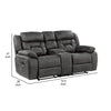 Mady 75 Inch Manual Recliner Loveseat Center Console Gray Microfiber By Casagear Home BM316752