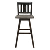 Ati 29 Inch Bar Height Stool Swivel Chairs Set of 2 Vertical Slat Back Gray Black By Casagear Home BM316754