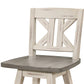 Ati 29 Inch Bar Height Stool Swivel Chairs Set of 2 Divided X Back Gray White By Casagear Home BM316755