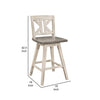 Ati 29 Inch Bar Height Stool Swivel Chairs Set of 2 Divided X Back Gray White By Casagear Home BM316755