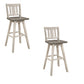 Ati 29 Inch Bar Height Stool Swivel Chairs Set of 2 Vertical Slat Back Gray White By Casagear Home BM316756