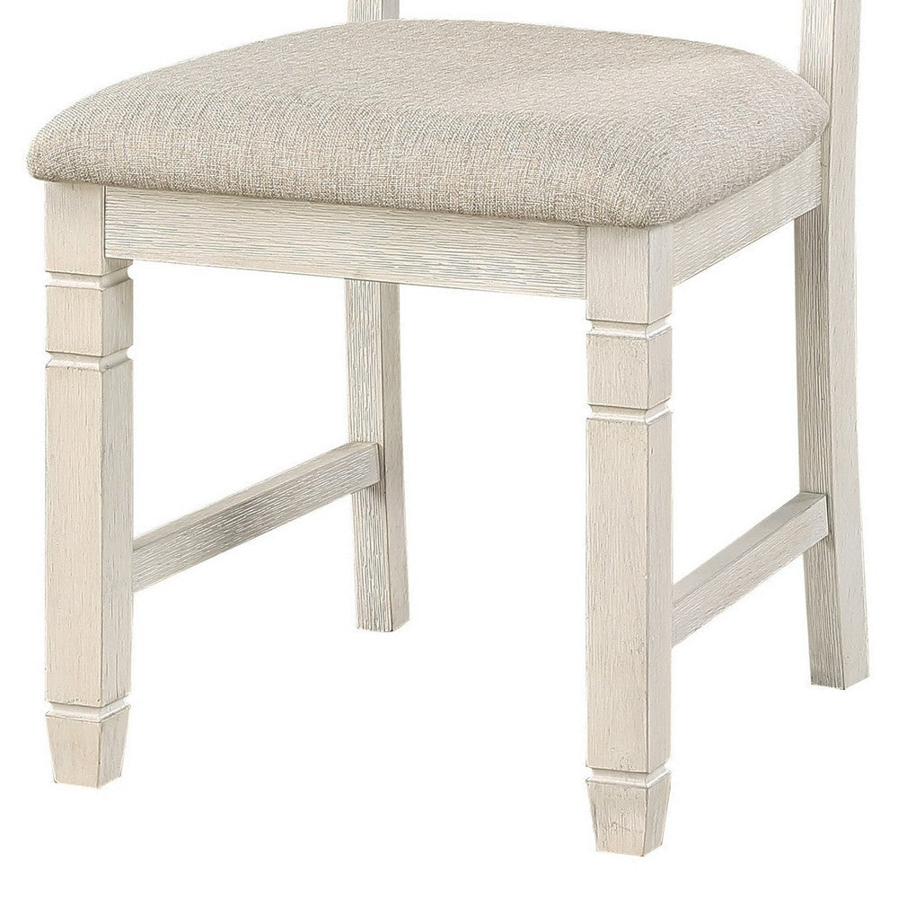 Anji 24 Inch Side Dining Chair Curved Back Beige Polyester Cushioned Seat By Casagear Home BM316758