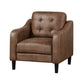 Orry 32 Inch Accent Chair Tufted Back Brown Microfiber Black Solid Wood By Casagear Home BM316761