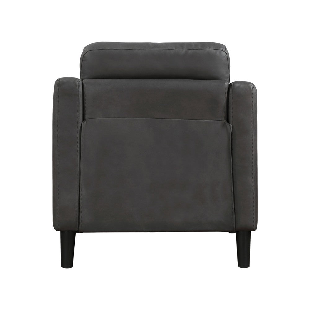 Orry 32 Inch Accent Chair Tufted Back Gray Microfiber Black Solid Wood By Casagear Home BM316764