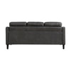 Orry 77 Inch Sofa Button Tufted Back Gray Microfiber Black Solid Wood By Casagear Home BM316766