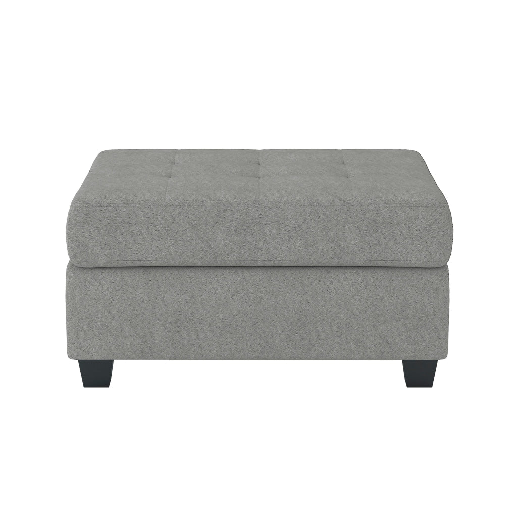 Aston 33 Inch Ottoman, Light Gray Microfiber, Interior Storage, Solid Wood By Casagear Home