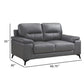 Mica 67 Inch Loveseat Dark Gray Top Grain and Faux Leather Metal Legs By Casagear Home BM316770