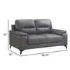 Mica 67 Inch Loveseat Dark Gray Top Grain and Faux Leather Metal Legs By Casagear Home BM316770