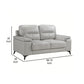 Mica 67 Inch Loveseat Light Gray Top Grain and Faux Leather Metal Legs By Casagear Home BM316772