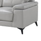 Mica 89 Inch Sofa Light Gray Top Grain and Faux Leather Black Metal Legs By Casagear Home BM316773