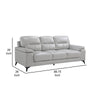 Mica 89 Inch Sofa Light Gray Top Grain and Faux Leather Black Metal Legs By Casagear Home BM316773