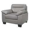 Danny 36 Inch Accent Chair Light Gray Top Grain and Faux Leather Wood By Casagear Home BM316779