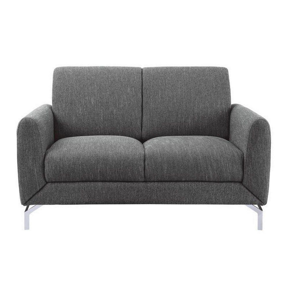 Veny 56 Inch Loveseat Dark Gray Polyester Foam Cushions Metal Legs By Casagear Home BM316789