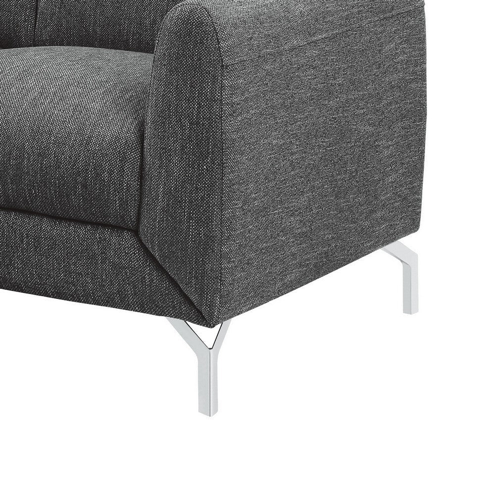 Veny 56 Inch Loveseat Dark Gray Polyester Foam Cushions Metal Legs By Casagear Home BM316789