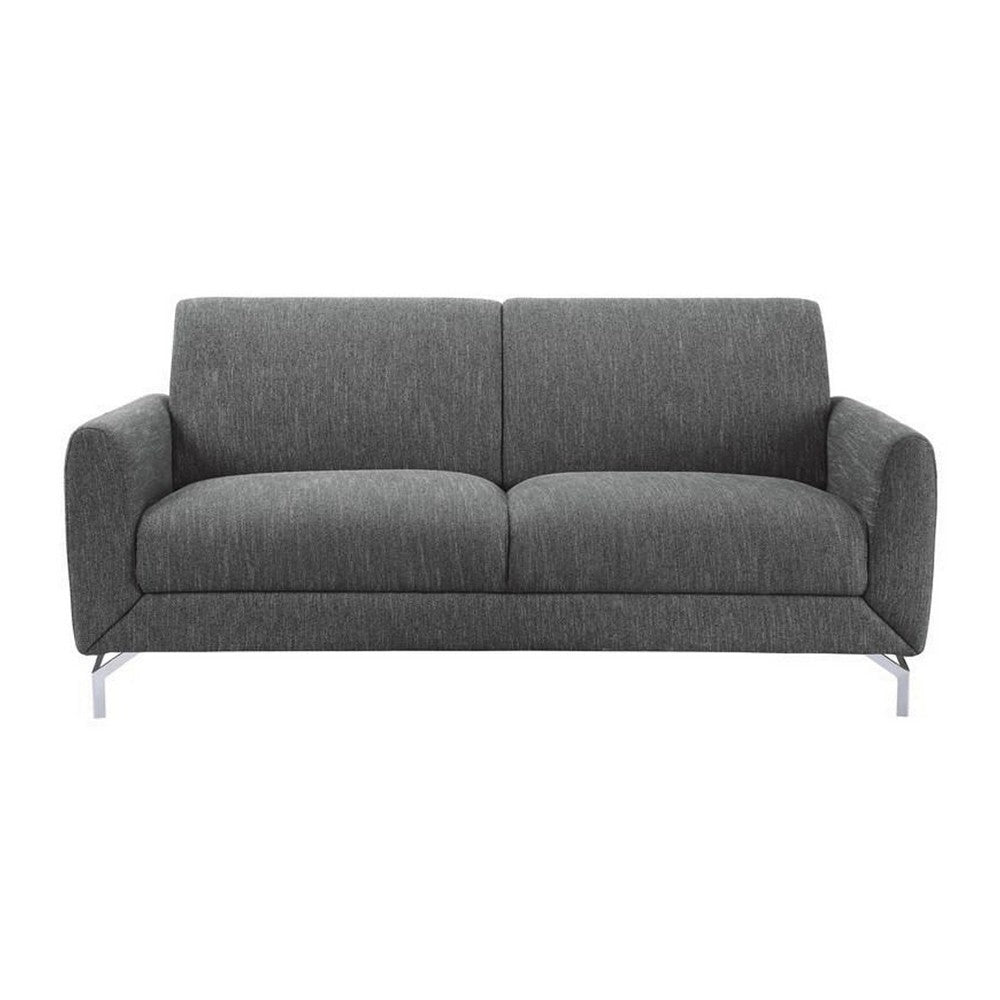 Veny 75 Inch Sofa Dark Gray Polyester Foam Cushions Metal Legs By Casagear Home BM316790