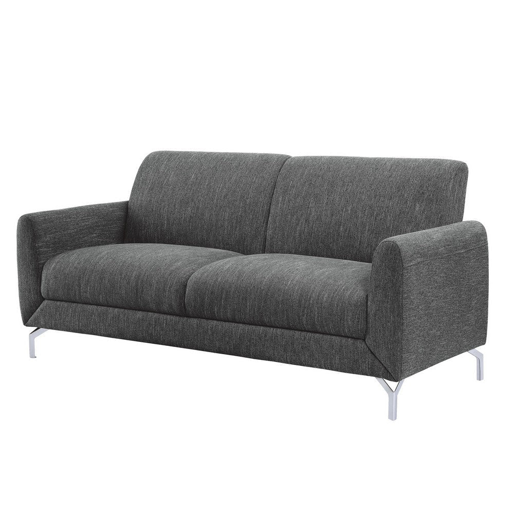 Veny 75 Inch Sofa Dark Gray Polyester Foam Cushions Metal Legs By Casagear Home BM316790