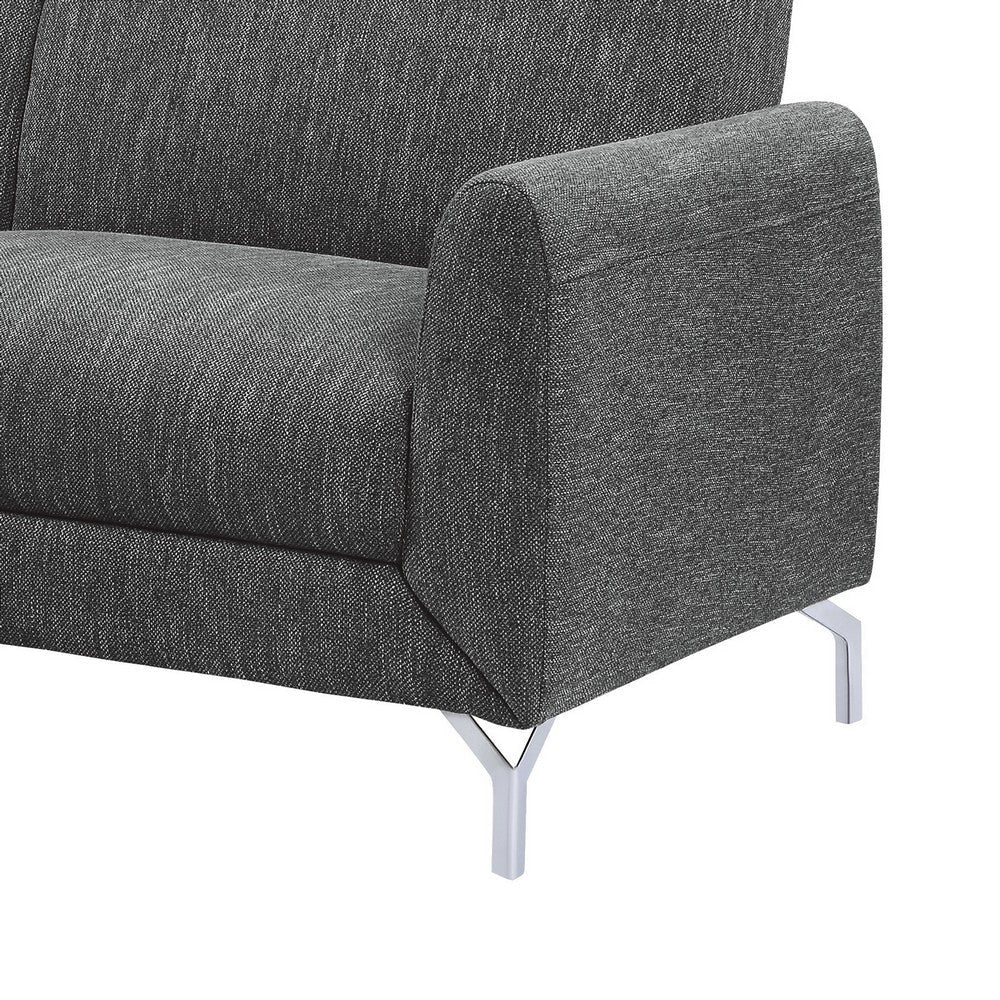 Veny 75 Inch Sofa Dark Gray Polyester Foam Cushions Metal Legs By Casagear Home BM316790