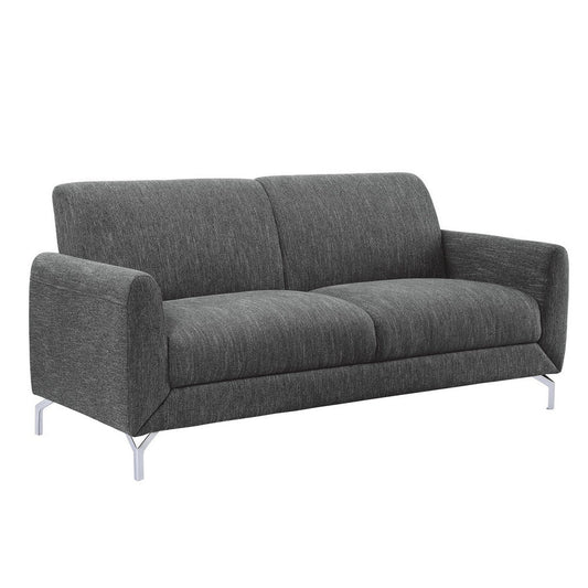 Veny 75 Inch Sofa, Dark Gray Polyester, Foam Cushions, Metal Legs By Casagear Home