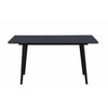 Aikya 60 Inch Dining Table Black Sintered Stone Tapered Metal Legs By Casagear Home BM316791