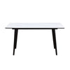 Aikya 60 Inch Dining Table White Sintered Stone Tapered Metal Legs By Casagear Home BM316792