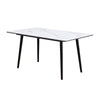 Aikya 60 Inch Dining Table White Sintered Stone Tapered Metal Legs By Casagear Home BM316792