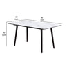 Aikya 60 Inch Dining Table White Sintered Stone Tapered Metal Legs By Casagear Home BM316792