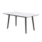 Aikya 60 Inch Dining Table, White Sintered Stone, Tapered Metal Legs By Casagear Home