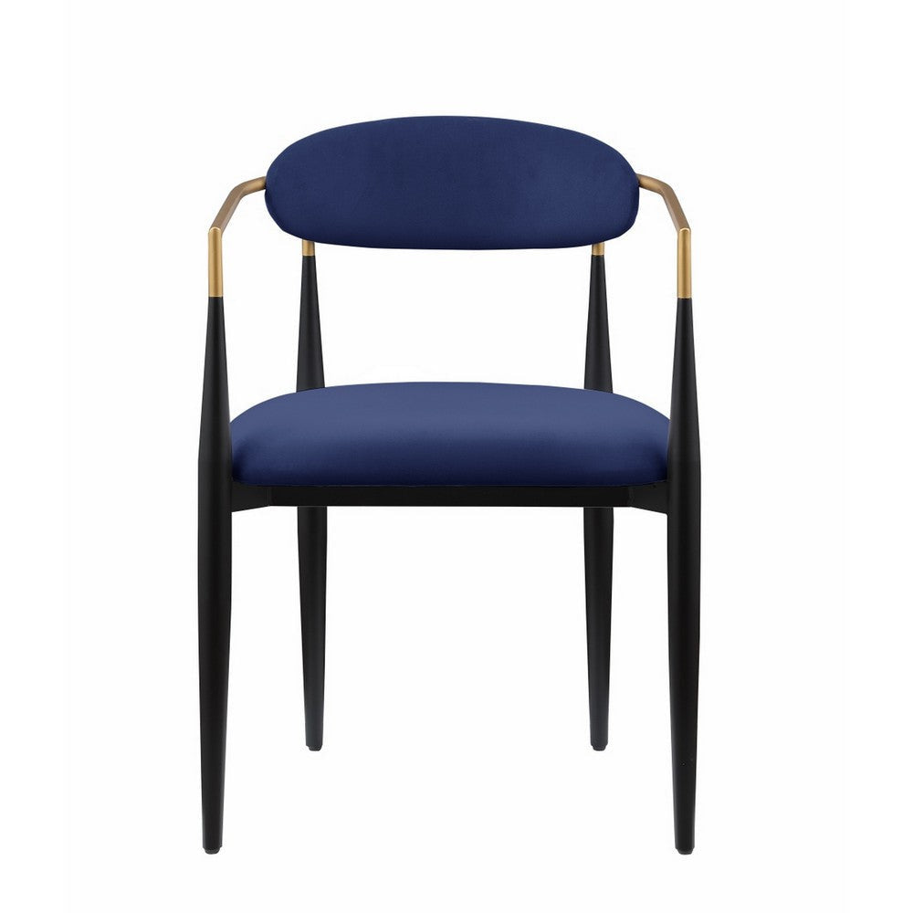 Kenny 21 Inch Dining Chair Blue Fabric Foam Padding Gold and Black Metal By Casagear Home BM316793