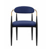 Kenny 21 Inch Dining Chair Blue Fabric Foam Padding Gold and Black Metal By Casagear Home BM316793