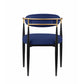 Kenny 21 Inch Dining Chair Blue Fabric Foam Padding Gold and Black Metal By Casagear Home BM316793