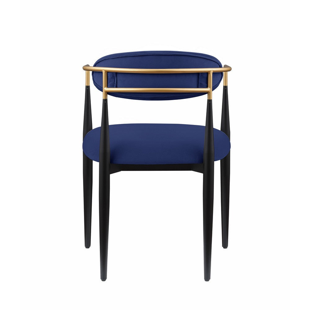 Kenny 21 Inch Dining Chair Blue Fabric Foam Padding Gold and Black Metal By Casagear Home BM316793