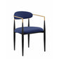 Kenny 21 Inch Dining Chair Blue Fabric Foam Padding Gold and Black Metal By Casagear Home BM316793