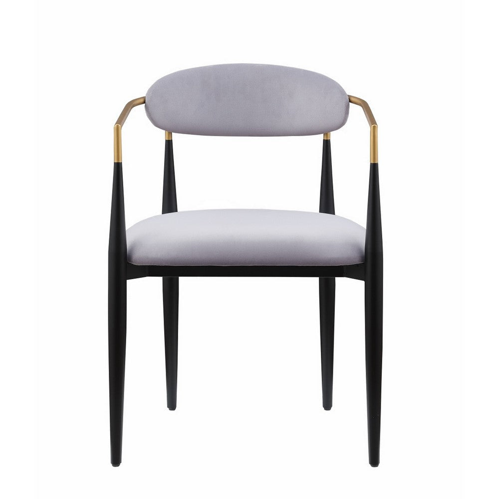 Kenny 21 Inch Dining Chair Gray Fabric Foam Padding Gold and Black Metal By Casagear Home BM316794