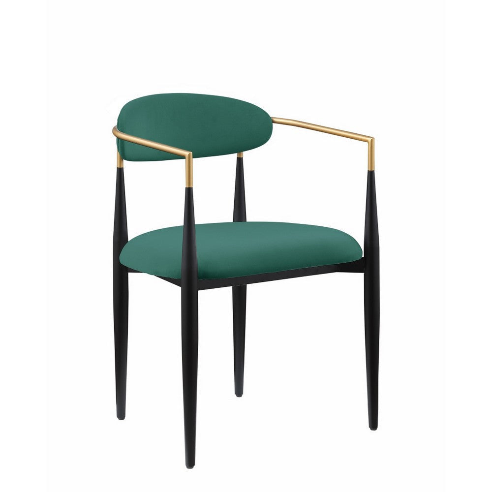 Kenny 21 Inch Dining Chair Green Fabric Foam Padded Gold and Black Metal By Casagear Home BM316795