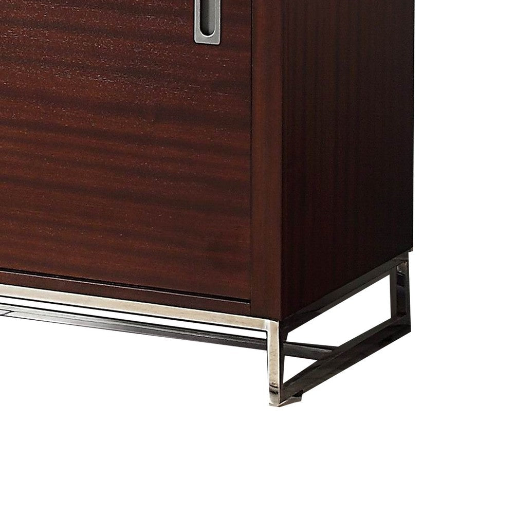 Rene 54 Inch Sideboard Buffet 2 Drawers 2 Cabinets Sliding Doors Brown By Casagear Home BM316800