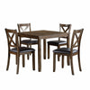 Gimi 5pc Dining Set, Square Table, 4 Chairs, Faux Leather Seats, Brown Wood By Casagear Home