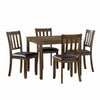 Austin 5pc Dining Set, Square Table, 4 Chairs, Faux Leather, Brown Wood By Casagear Home