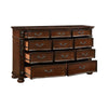 Nami 66 Inch Dresser 11 Dovetail Drawers Metal Handles Cherry Brown Wood By Casagear Home BM316803