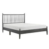 Lika Full Platform Bed, Vertical Slatted Headboard, Charcoal Gray Wood By Casagear Home