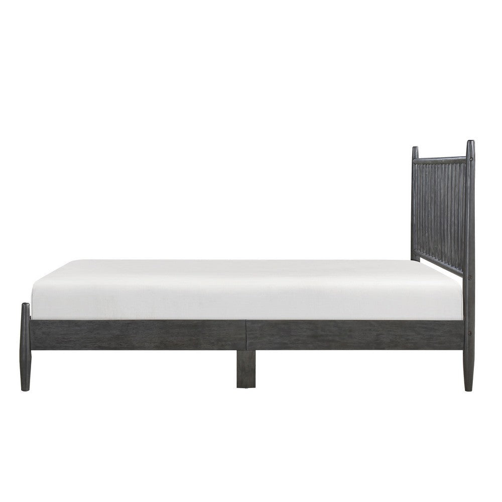 Lika Full Platform Bed Vertical Slatted Headboard Charcoal Gray Wood By Casagear Home BM316805