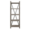 Rie 77 Inch Bookshelf 4 Tiers Metal X Shaped Support Rustic Gray Wood By Casagear Home BM316810