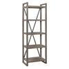 Rie 77 Inch Bookshelf, 4 Tiers , Metal X Shaped Support, Rustic Gray Wood By Casagear Home