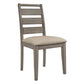 Rie 25 Inch Side Dining Chair Gray Ladder Back Greige Padded Fabric Seat By Casagear Home BM316811